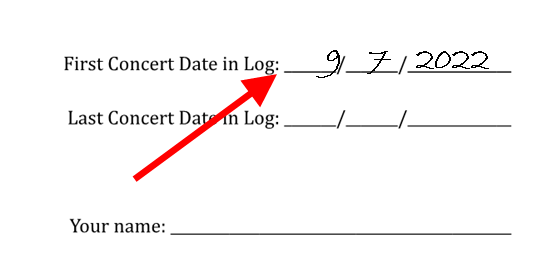 Concert Log Training 1-2