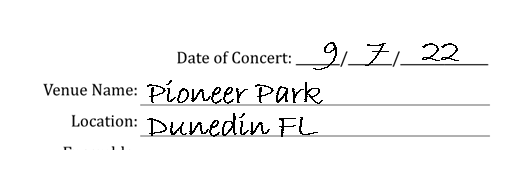 Concert Log Training 2-1